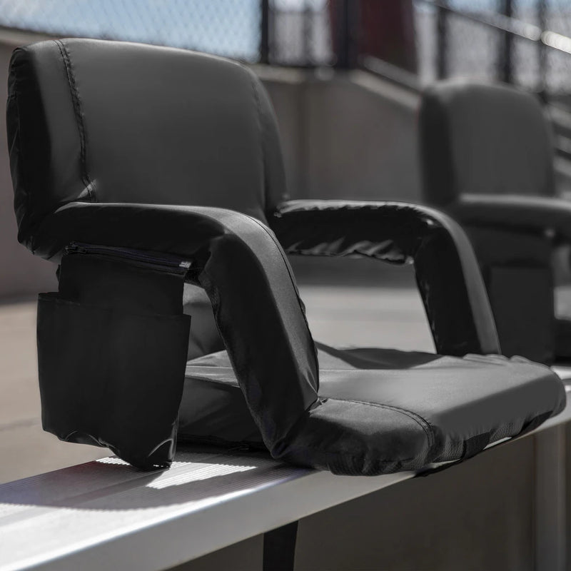 Reclining Backpack Padded Stadium Chairs-Armrests & Storge Pockets