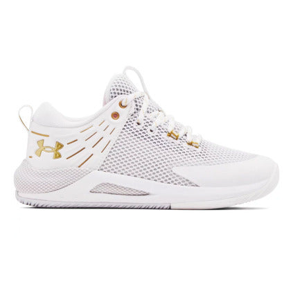 white and gold volleyball shoes